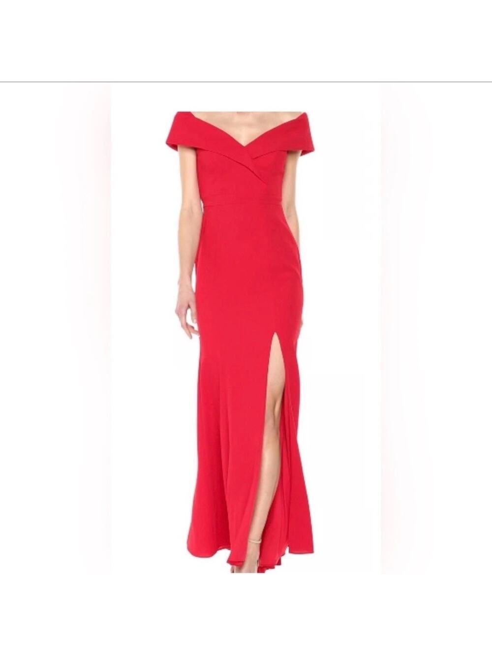 Xscape Red Floor Length Off the Shoulder Evening Gown Dress Women's 10P